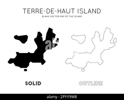 Karte der Insel Terre-de-Haut. Grenzen der Insel Terre-de-Haut für Ihre Infografik. Vektordarstellung. Stock Vektor