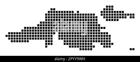 Karte von Jost Van Dyke. Karte von Jost Van Dyke im gepunkteten Stil. Die Inselgrenzen sind mit Rechtecken für Ihr Design gefüllt. Vektordarstellung. Stock Vektor