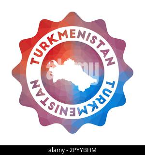 Turkmenistan Low Poly Logo. Buntes Reiselogo mit Verlaufsverlauf im geometrischen Stil. Stock Vektor