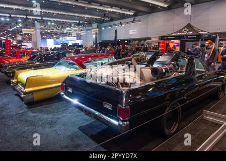 Toronto, ON, Kanada - 21. Februar 2023: Die lebensgroßen Hot-Wheels-Fahrzeuge aus der Hot-Wheels-Garage der Legenden und Sammlerautos werden vorgestellt Stockfoto