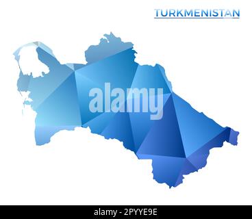 Vektor-polygonale Turkmenistan-Karte. Lebhaftes, geometrisches Country in flachem Poly-Stil. Fesselnde Illustration für Ihre Infografiken. Stock Vektor