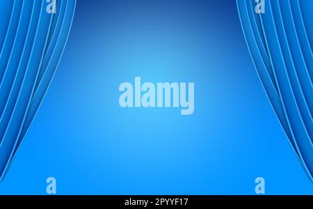 Blauer Hintergrund mit Bühnenvorhang – Abbildung Stockfoto