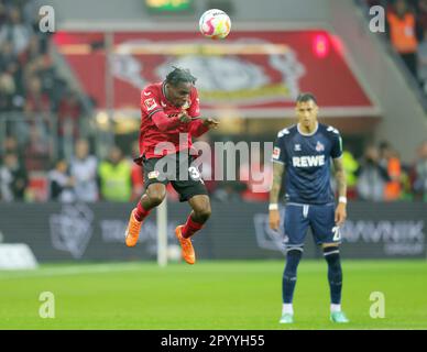 Leverkusen, Deutschland. 05. Mai 2023. firo : 05/05/2023, Fußball, 1. Bundesliga: 1. Bundesliga Bayer Leverkusen - 1. FC Köln Jeremie Frimpong, Bayer Credit: dpa/Alamy Live News Stockfoto