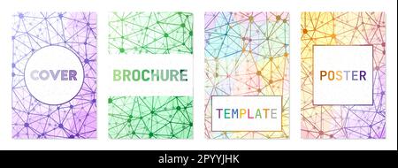 Satz von Abdeckungen im Technologiestil. Kann als Cover, Banner, Flyer, Poster, Visitenkarte, Broschüre. Erstaunliche geometrische Hintergrundkollektion. Stock Vektor
