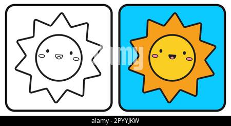 Malbuch für Kinder. Fröhliche Sonne. Vektor-Clipart. Vektordarstellung. Vektordarstellung Stock Vektor