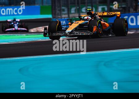 04 NORRIS Lando (gbr), McLaren F1 Team MCL60, Action während des Formel 1 Crypto.com Miami Grand Prix 2023, 5. Runde der Formel-1-Weltmeisterschaft 2023 vom 05. Bis 07. Mai 2023 auf dem Miami International Autodrome in Miami Gardens, Florida, Vereinigte Staaten von Amerika - Foto Antonin Vincent/DPPI Kredit: DPPI Media/Alamy Live News Stockfoto