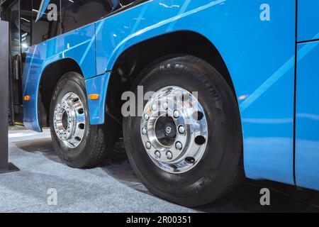 MarcoPolo Paradiso G8 1800 DD Volvo B450R auf der Messe LAT.BUS 2022 in der Stadt São Paulo zu sehen. Stockfoto