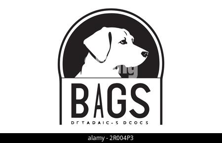 Hundetaschen flaches Logo und Hundesymbol Stock Vektor