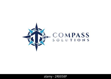 Elemente der Kompass-Designvorlage mit T-Logo. Minimalistisches und modernes Vektordesign für Unternehmen Stock Vektor