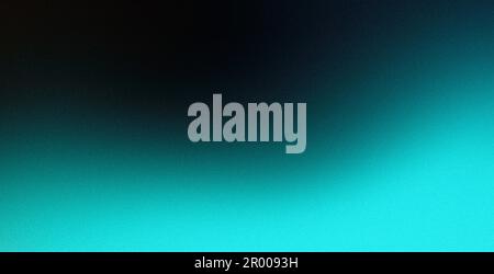 Türkisfarbener blaugrüner, leuchtender Farbverlauf auf schwarzem, körnigem Hintergrund, Rauschstruktureffekt, großer Kopierbereich für Banner Stockfoto