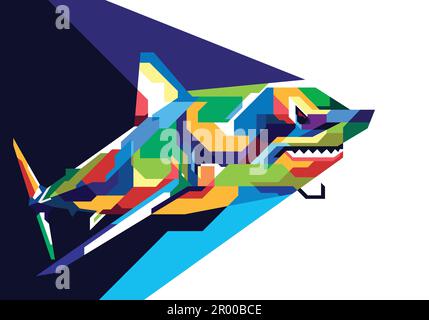 Farbenfroher Hai im Pop-Art-Stil Stock Vektor