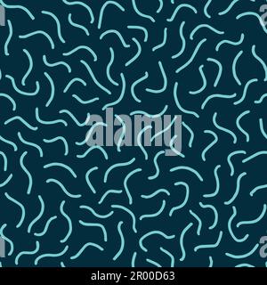 Nahtloses Vektormuster mit blauen und grünen Linien abstrakte memphis Textil Verpackung. Vektordarstellung Stock Vektor