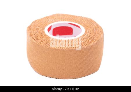 Medizinische bandage Rolle auf weißem Hintergrund Stockfoto