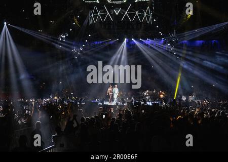 5. Mai 2023, Madrid, Madrid, Spanien: Sänger Quevedo bei einem Konzert im Wizink Center in Madrid, Spanien am 5. Mai 2023. Der kanarische Künstler hat mit seiner DQE Tour durch ganz Spanien gereist. (Kreditbild: © Alvaro Laguna/Pacific Press via ZUMA Press Wire) NUR REDAKTIONELLE VERWENDUNG! Nicht für den kommerziellen GEBRAUCH! Stockfoto