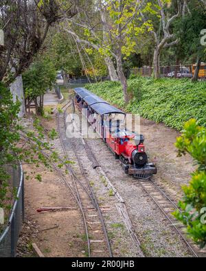 5. Mai 2023, Los Angeles, CA, USA: Zugfahrt im Travel Town Museum im Griffith Park, Los Angeles, CA. Stockfoto