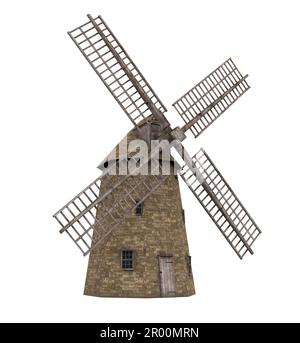 Holländische Windmühle isoliert Stockfoto