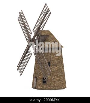 Holländische Windmühle isoliert Stockfoto