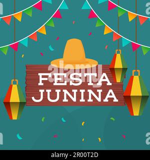 festa junina im Flach-Design-Illustrationsvektor Stock Vektor