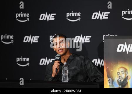 Denver, CO, USA. 5. Mai 2023. DENVER, COLORADO - 5. MAI: Tye Ruotolo bei DER ONE Championship Fight 10 Post Fight Pressekonferenz am 5. Mai 2023 im 1. Bank Center in Denver, Colorado. (Kreditbild: © Christopher Colon/PX Imagens via ZUMA Press Wire) NUR REDAKTIONELLE VERWENDUNG! Nicht für den kommerziellen GEBRAUCH! Stockfoto