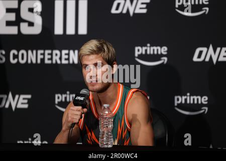 Denver, CO, USA. 5. Mai 2023. DENVER, COLORADO - 5. MAI: Sage Northcutt bei EINER Meisterschaftskampfnacht 10 nach dem Kampf Pressekonferenz am 5. Mai 2023 im 1. Bank Center in Denver, Colorado. (Kreditbild: © Christopher Colon/PX Imagens via ZUMA Press Wire) NUR REDAKTIONELLE VERWENDUNG! Nicht für den kommerziellen GEBRAUCH! Stockfoto