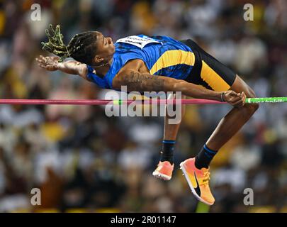 Doha, Katar. 5. Mai 2023. JuVaughn Harrison aus den Vereinigten Staaten tritt beim High Jump für Männer beim 2023. Diamond League Athletics Meeting im Suhaim bin Hamad Stadium in Doha, Hauptstadt von Katar, am 5. Mai 2023 an. Kredit: Nikku/Xinhua/Alamy Live News Stockfoto