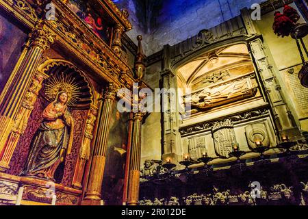 Grab des gesegneten Ramon Llull, von Guillem Sagrera, Kapelle unserer Lieben Frau des Trostes, Sant Francesc. 13. Jahrhundert. Palma, Mallorca. Balearen. Spai Stockfoto