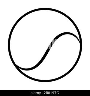 Tennisball. Schwarzes Symbol Darstellung von Vektorgrafiken isoliert, Darstellung von Sport-, Fitness- und Aktivitätsvektoren. Stock Vektor