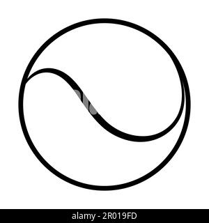 Tennisball. Schwarzes Symbol Darstellung von Vektorgrafiken isoliert, Darstellung von Sport-, Fitness- und Aktivitätsvektoren. Stock Vektor