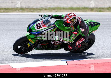 BARCELONA, SPANIEN – MAI 05: Jonathan Rea von GBR des Kawasaki Racing Team WorldSBK mit Kawasaki ZX-10RR während der MOTUL FIM Superbike World Championship 2023 – Prosecco DOC Catalunya Round auf dem Circuit de Barcelona-Catalunya am 05. Mai 2023 in Barcelona, Spanien Stockfoto