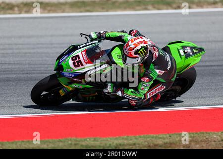 Montmelo, Barcelona, Spanien. 5. Mai 2023. BARCELONA, SPANIEN - MAI 05: Jonathan Rea von GBR des Kawasaki Racing Team WorldSBK mit Kawasaki ZX-10RR während der MOTUL FIM Superbike World Championship 2023 - Prosecco DOC Catalunya Round auf dem Circuit de Barcelona-Catalunya am 05. Mai 2023 in Barcelona, Spanien (Bild: © David Ramirez/DAX via ZUMA Press Wire) NUR REDAKTIONELLE VERWENDUNG! Nicht für den kommerziellen GEBRAUCH! Stockfoto