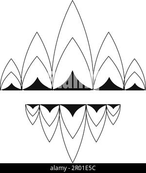 Aufwändiges, dekoratives Schmuckdesign – geometrisches Vektormuster, Schwarz-Weiß-Illustration im zentangle-Stil Stock Vektor