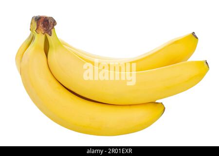 Drei reife Bananen, isoliert auf weißem Hintergrund. Datei enthält Beschneidungspfad Stockfoto