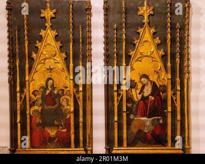 Auferstehung und pfingsten, Meister von Santa Eulalia, 1425-1440, Tempera auf Tafel, Kirche von Santa Eulalia, Museu de Mallorca, Palma, Mallorca, Spanien. Stockfoto