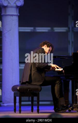 Can Cakmur, Solo-Klavierkonzert, Brahms-Pollencia-Festival, Mallorca, Balearen, Spanien. Stockfoto