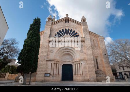 Son Carrio Kirche, Ort der Schlacht von mallorca, Son Servera, Mallorca, Balearen, Spanien. Stockfoto