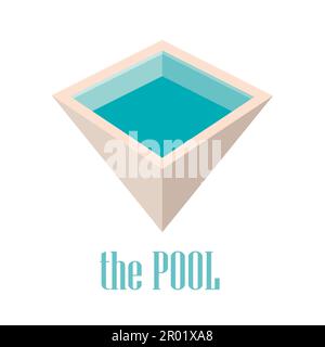 Swimmingpool mit türkisfarbenem Wasser, Vektorvorlage für Resort, Spa oder Sportzentrum. Logo-Design Stock Vektor
