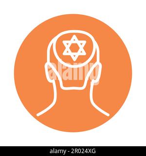 Man Kippah oder Yarmulke Linienfarbsymbol. Isoliertes Vektorelement. Skizzieren Sie das Piktogramm für Webseite, mobile App, Promo Stock Vektor