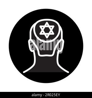Man Kippah oder Yarmulke Linienfarbsymbol. Isoliertes Vektorelement. Skizzieren Sie das Piktogramm für Webseite, mobile App, Promo Stock Vektor