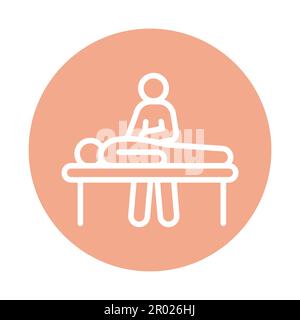 Farbsymbol für Massageverfahren-Zeile. Physiotherapie, Akupunktur, Rehabilitation. Isoliertes Vektorelement. Gliederungspiktogramm für Webseite, mobile App, p Stock Vektor
