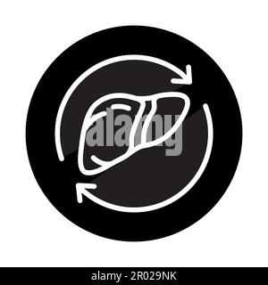 Symbol für die Farblinie der Lebertransplantation. Isoliertes Vektorelement. Skizzieren Sie das Piktogramm für Webseite, mobile App, Promo Stock Vektor