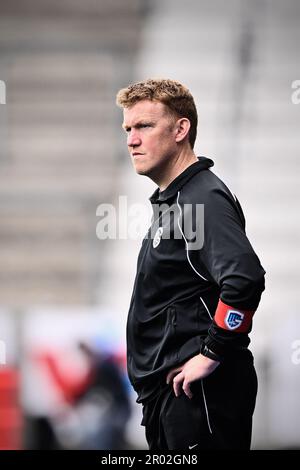 Lommel, Belgien. 06. Mai 2023. Jong Genks Cheftrainer Hans Somers zeigte sich während eines Fußballspiels zwischen Jong Genk (U23) und KMSK Deinze am Samstag, den 06. Mai 2023 in Genk, am 9. (Von 10) Tag der Relegation Play-offs der 1B. Division der belgischen Meisterschaft 2022-2023 „Challenger Pro League“. BELGA FOTO JOHAN EYCKENS Kredit: Belga News Agency/Alamy Live News Stockfoto
