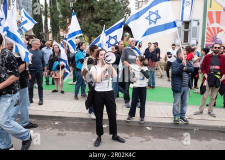 Istael, Demonstration gegen die israelische Regierung, Protest gegen die Justizreform, Tel Aviv Stockfoto