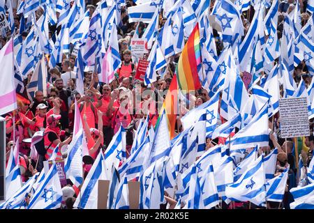 Istael, Demonstration gegen die israelische Regierung, Protest gegen die Justizreform, Jerusalem Stockfoto