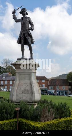 Statue von Major General James Wolfe on the Green, Westerham, Kent, England, Großbritannien. Stockfoto