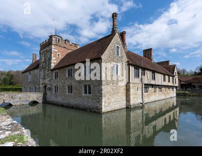 Ightham Mote mittelalterliches Herrenhaus, Mote Road, Ivy Hatch, Sevenoaks, Kent, England, Großbritannien. Stockfoto