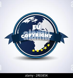 Konzept des digitalen Urheberrechtsgesetzes der EU, Stempel zur Einhaltung der Richtlinie oder Abzeichen für Ihre Website Stock Vektor