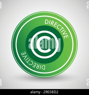 Konzept des digitalen Urheberrechtsgesetzes der EU, Stempel zur Einhaltung der Richtlinie oder Abzeichen für Ihre Website Stock Vektor