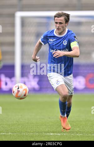 Lommel, Belgien. 06. Mai 2023. Jong Genks Tuur Rommens wurden in Aktion während eines Fußballspiels zwischen Jong Genk (U23) und KMSK Deinze am Samstag, den 06. Mai 2023 in Genk, am 9. (Von 10) Tag der Relegation Play-offs der 1B. Division der belgischen Meisterschaft „Challenger Pro League“ 2022-2023 gezeigt. BELGA FOTO JOHAN EYCKENS Kredit: Belga News Agency/Alamy Live News Stockfoto