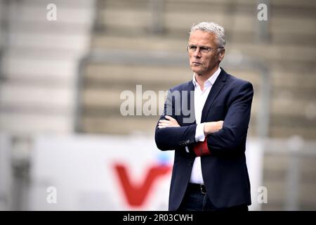 Lommel, Belgien. 06. Mai 2023. Deinzes Cheftrainer Marc Grosjaen zeigte sich während eines Fußballspiels zwischen Jong Genk (U23) und KMSK Deinze am Samstag, den 06. Mai 2023 in Genk, am 9. (Von 10) Tag der Relegation Play-offs der 1B. Division der belgischen Meisterschaft „Challenger Pro League“ 2022-2023. BELGA FOTO JOHAN EYCKENS Kredit: Belga News Agency/Alamy Live News Stockfoto