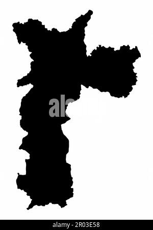 Silhouette des Stadtplans von Sao Paulo isoliert auf weißem Hintergrund, Brasilien Stock Vektor
